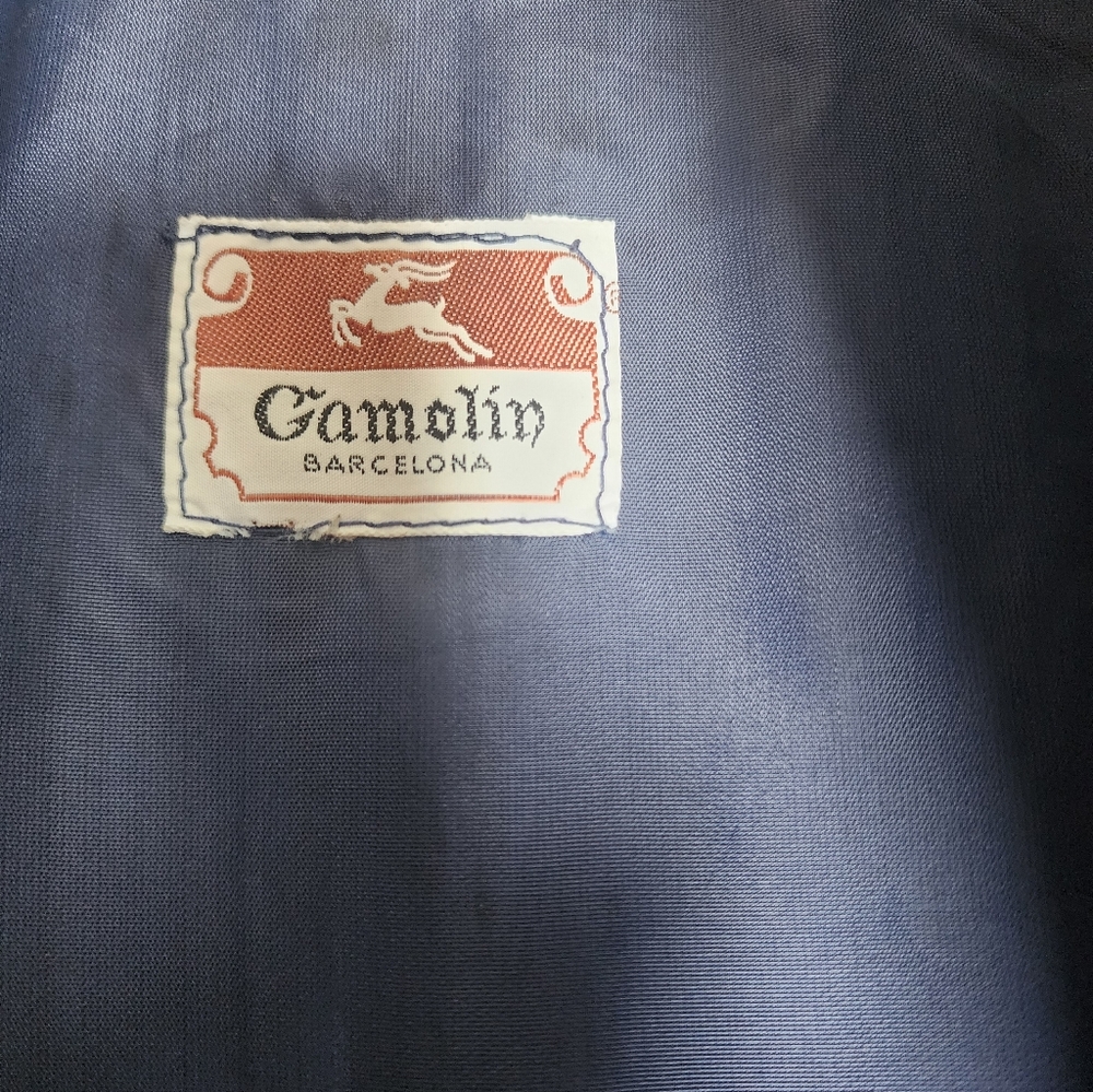 Chic Navy Blue, Gamolin Of Barcelona Vintage Leather Studded Women's Trench Coat - Picture 4 of 16